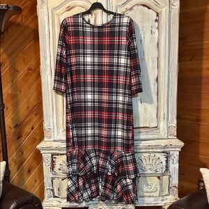 Plaid Midi Dress - Red and Black